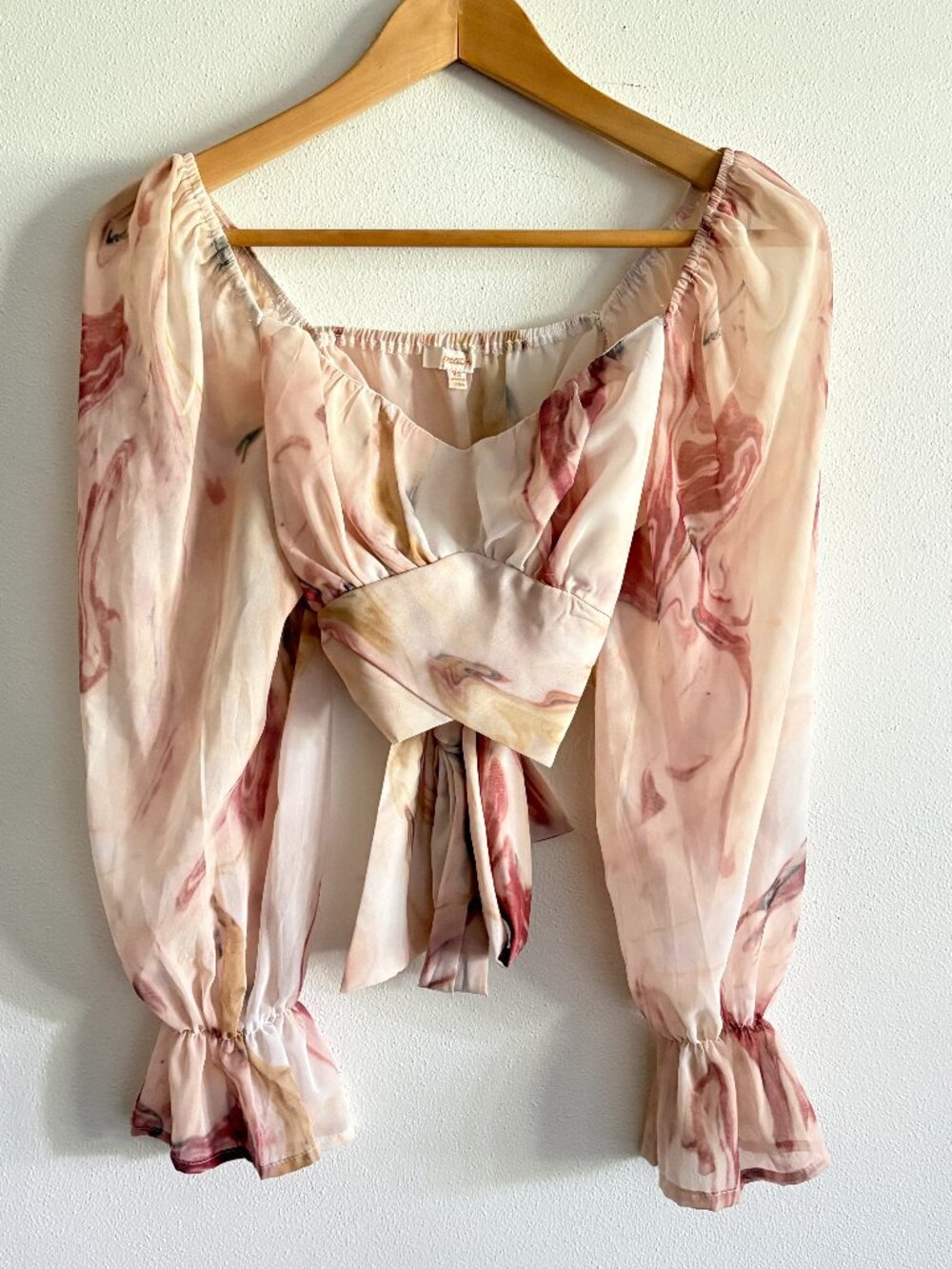 Peach~ Long Sleeve Fitted Wrist Crop Top